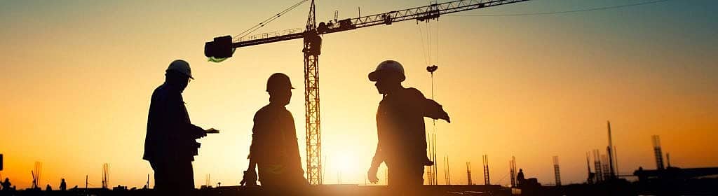 silhouette group of worker and civil engineer  in safety uniform