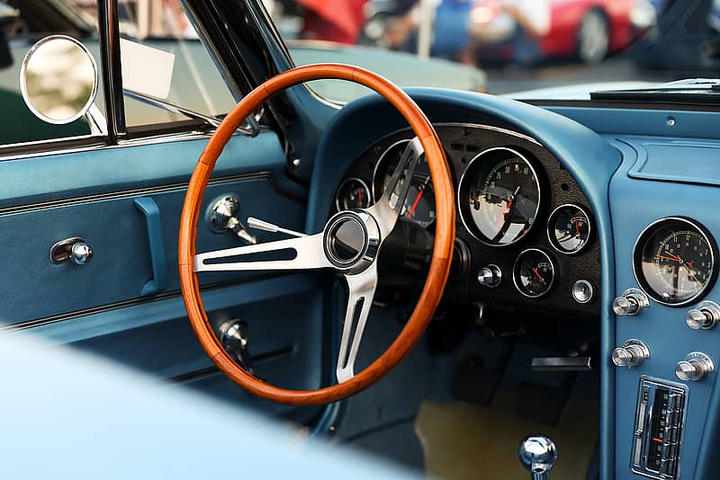 interior image of an antique or classic car