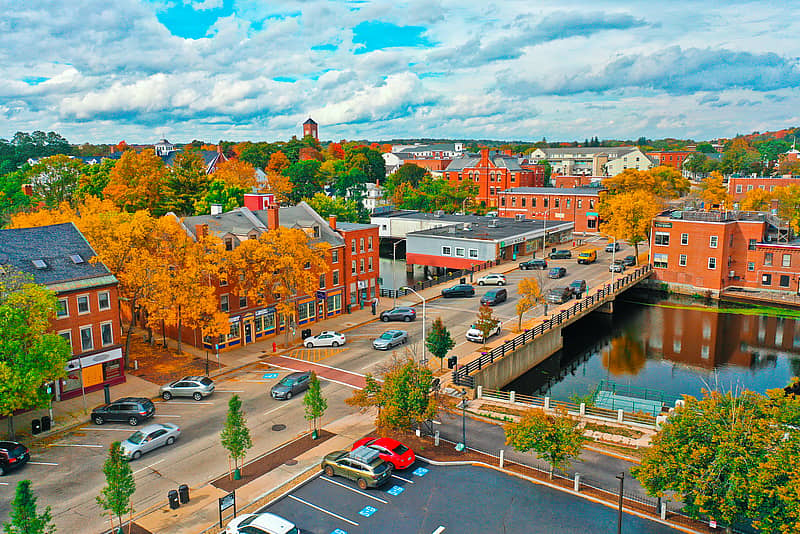 downtown Dover, New Hampshire in the fall 