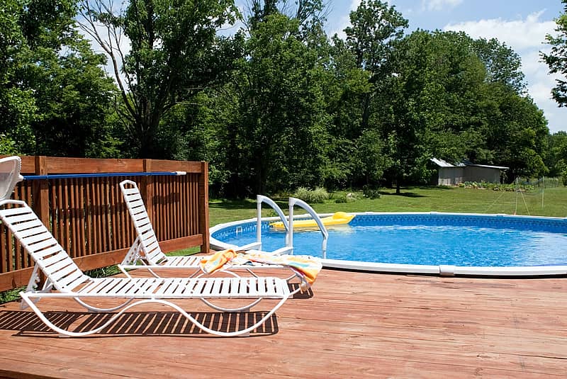 above ground pool with attached deck