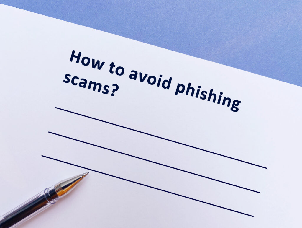 paper that says how to avoid phishing scams 