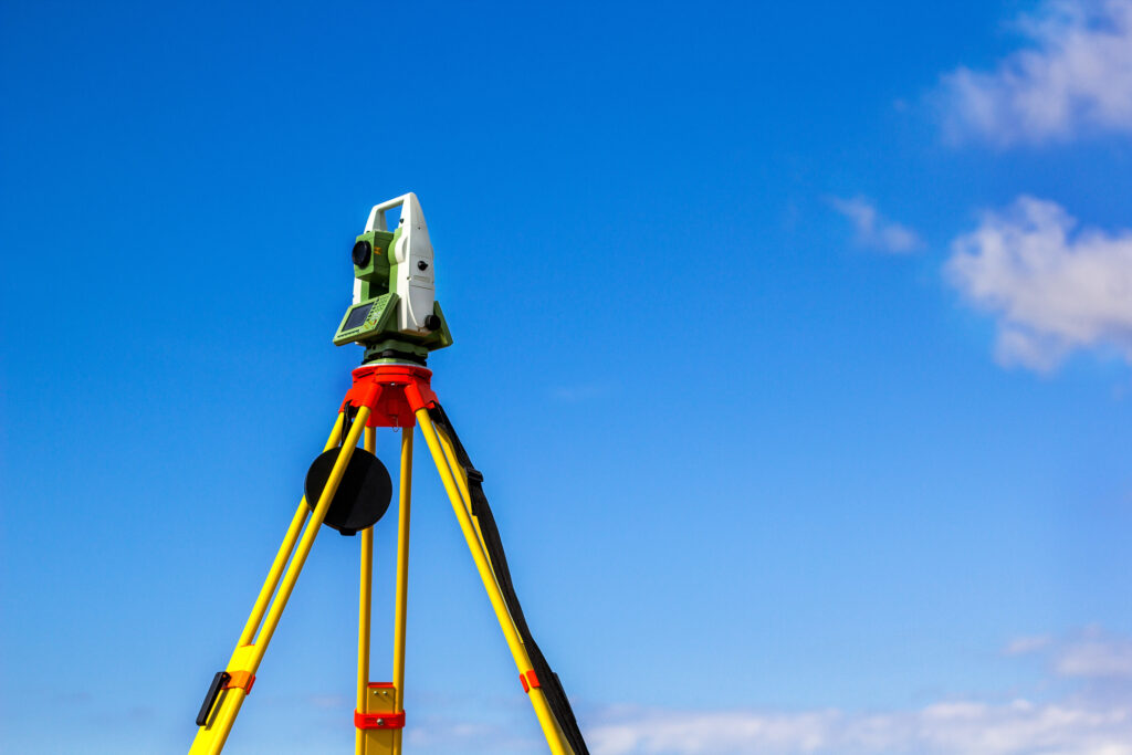 land surveying instrument in use