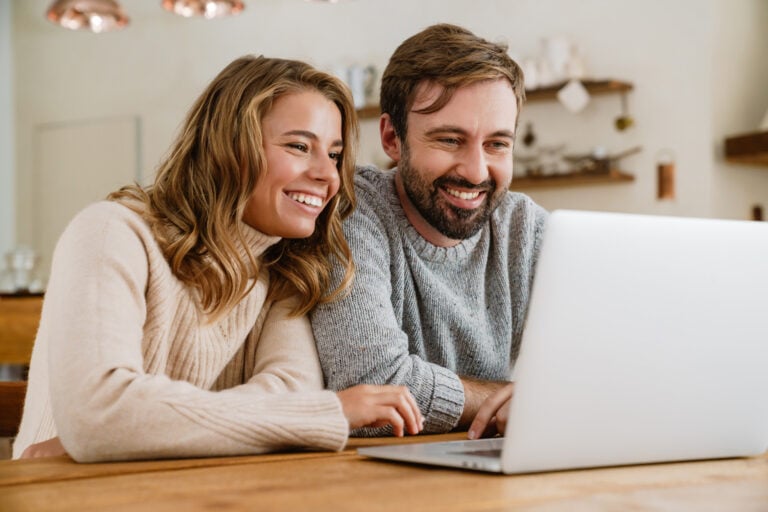 a couple browsing for life insurance