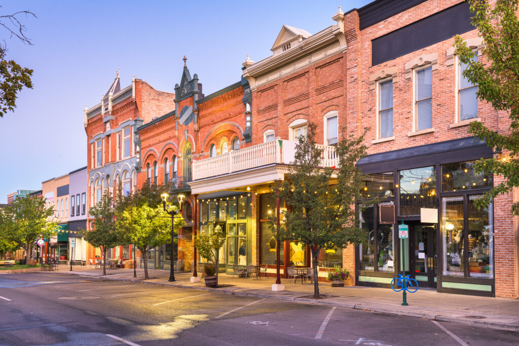 downtown storefronts of llc and small businesses 