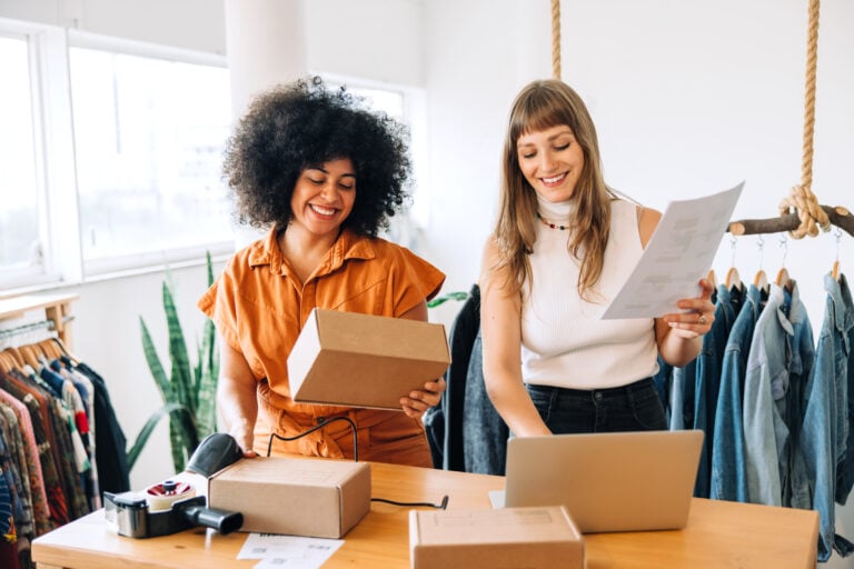 retail employees packing products