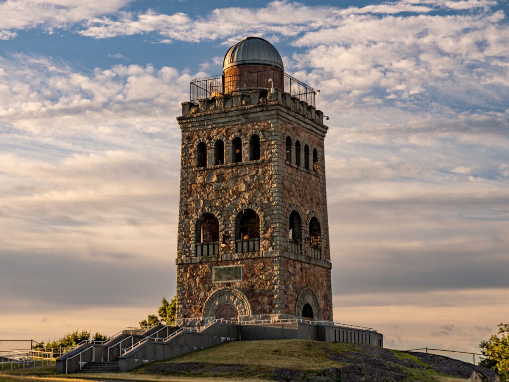 High Rock Tower in Lynn, Massachusetts against a cloudy sky