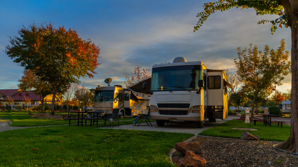 RV park with motorhomes
